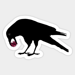 Black Crow with a Shiny Red Marble Sticker